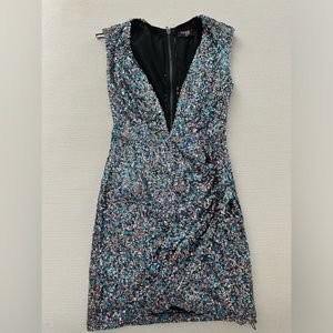 Rainbow sequence mini dress